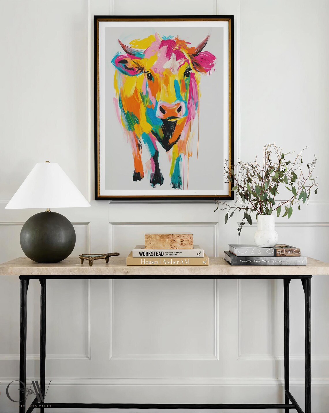 Colorful Pop Art Cow Painting Bright Abstract Animal Wall Art - Image 4