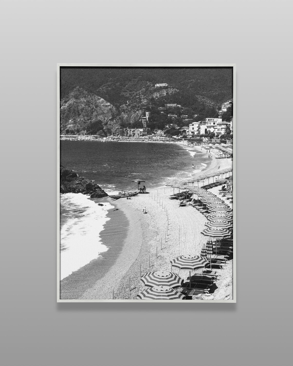 Italy Black And White Beach Travel Poster - Image 3