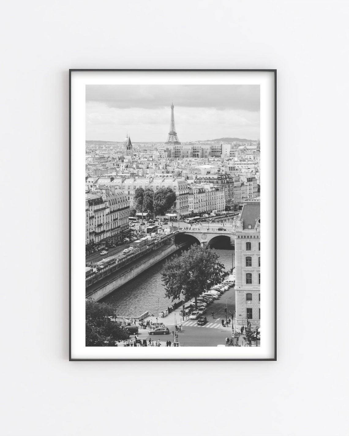 Paris Eiffel Tower Seine River Black And White Cityscape Wall Art - Image 5