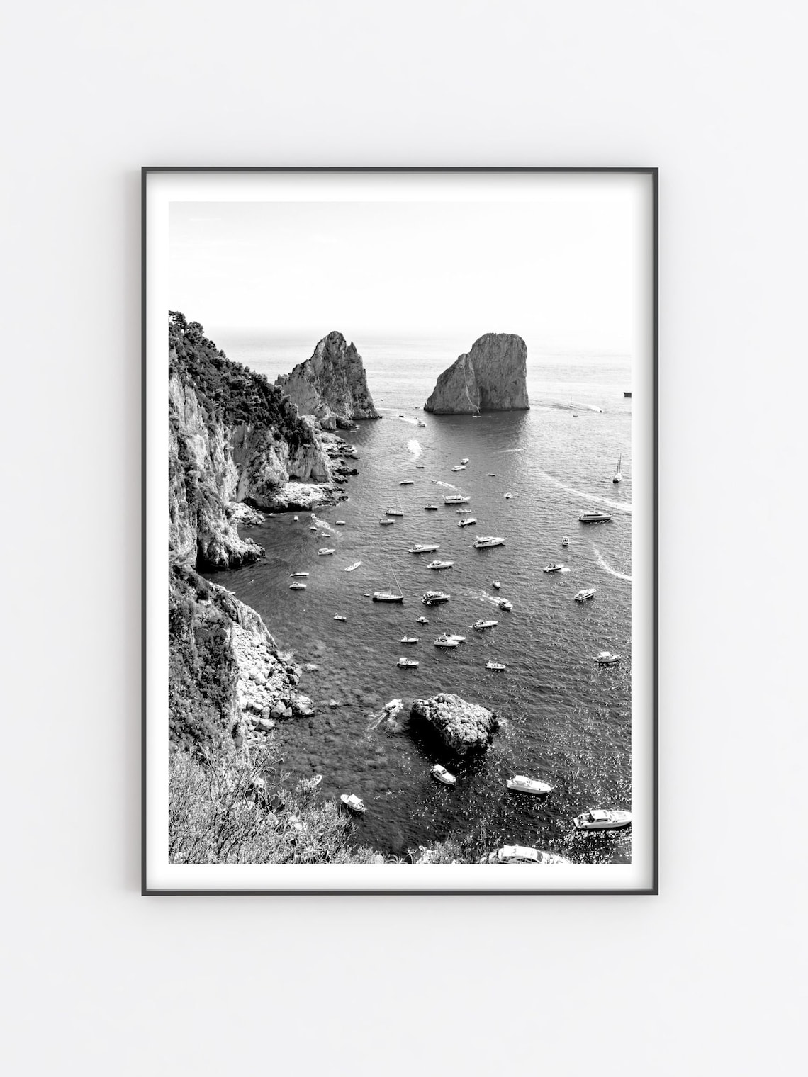 Capri Beach Print, Black And White Beach Art - Image 3