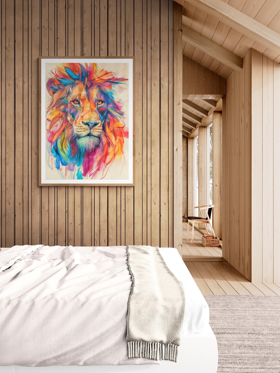 Vibrant Colorful Lion Face Abstract Watercolor Bold Wildlife Art Poster - Image 2