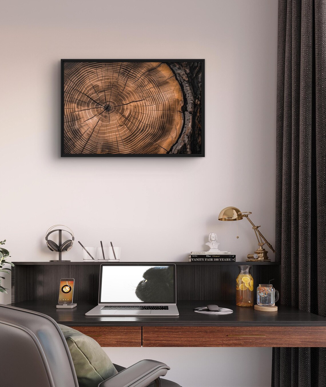 Rustic Tree Ring Framed Print Nature Inspired Woodgrain Wall Art Modern Farmhouse Cabin Or Minimalist Decor - Image 5