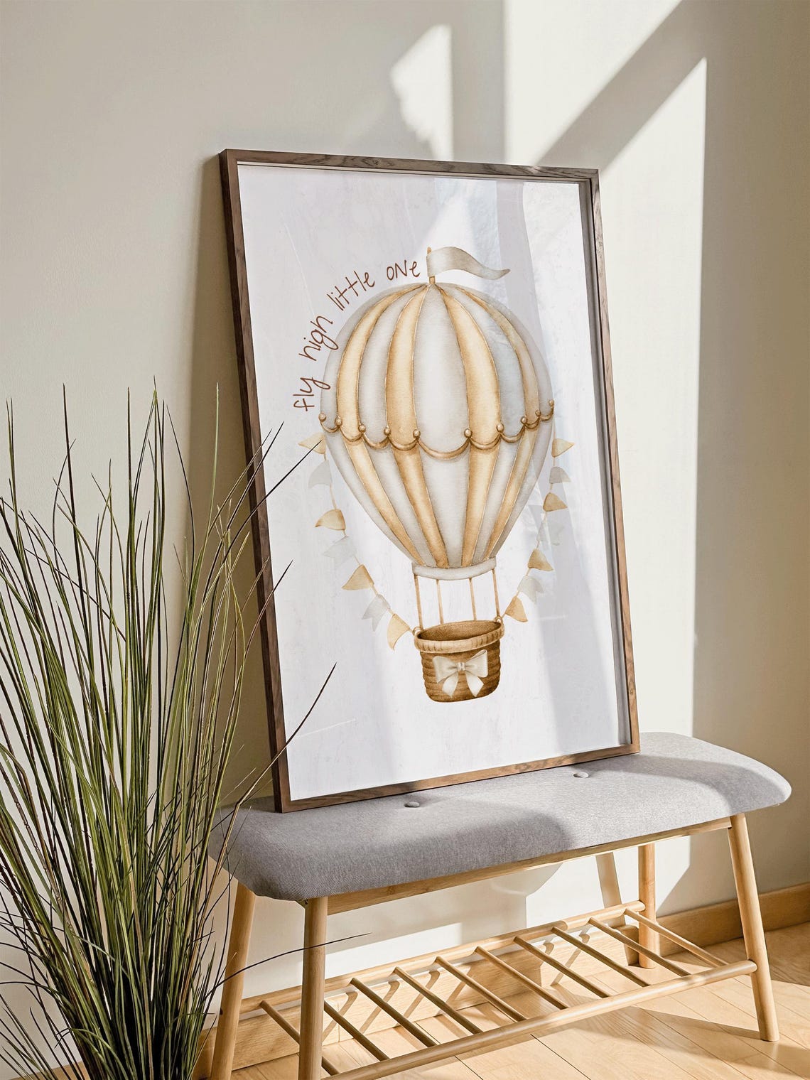 Fly High Little One Hot Air Balloon Nursery Art Print - Image 2