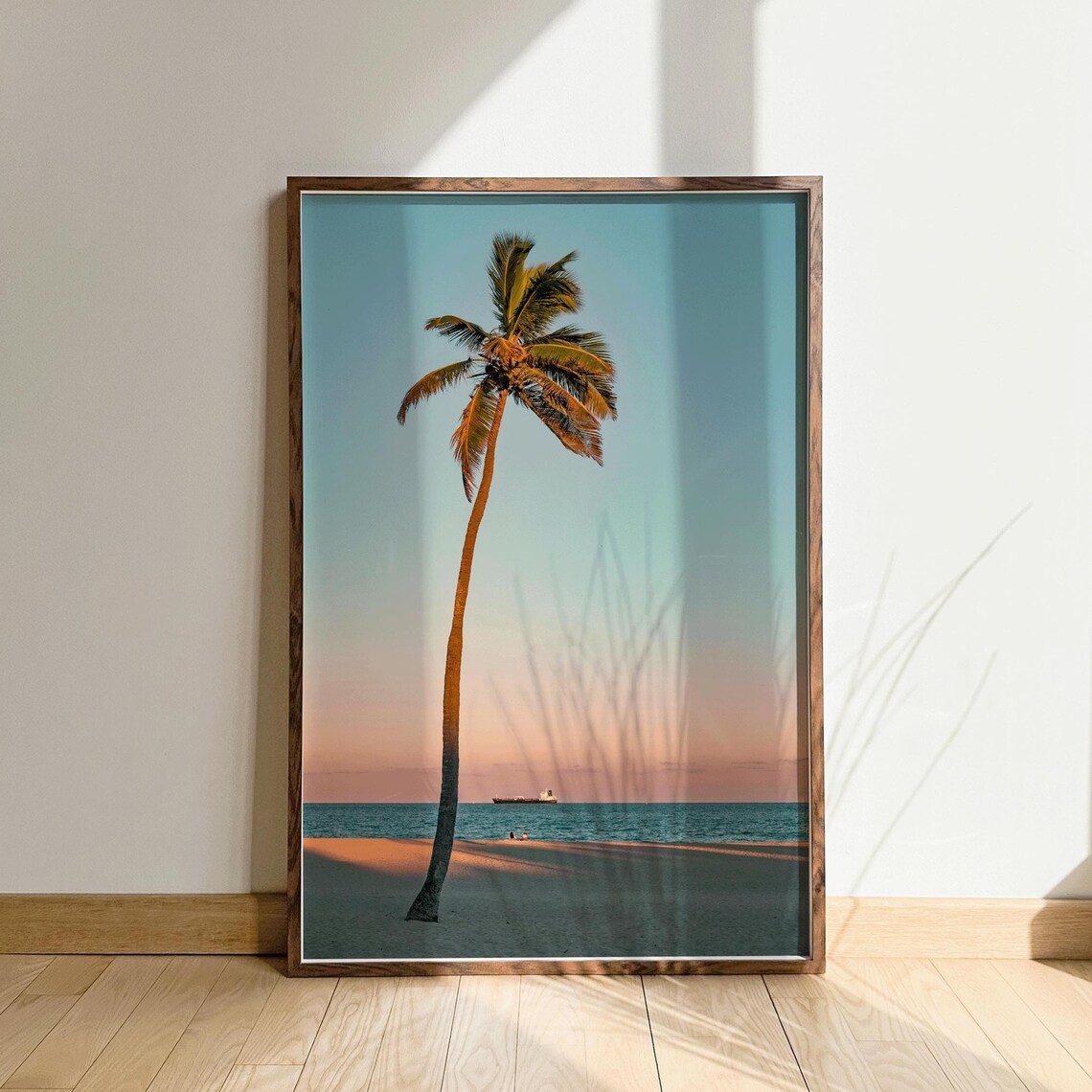 Palm Tree Beach Photography, Summer Sunset Art Print