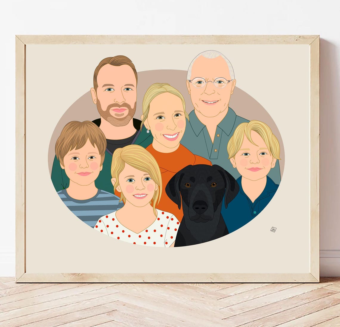 Gift For Grandparents Custom Family Portrait Personalized Portrait Of Grandparents Grandchildren Family Illustration Mothers Day Gift