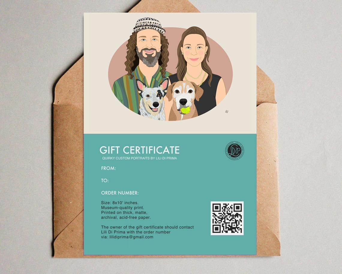 Gift Certificate Couples Portrait With 2 Pets