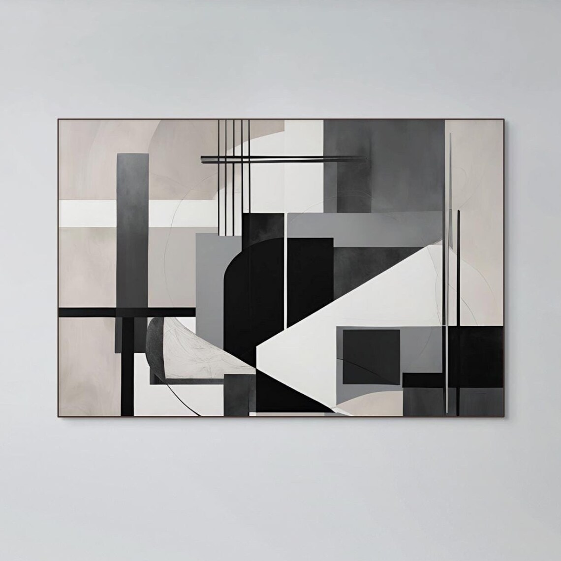 Black And White Geometric Abstract Minimalist Modern Line Poster