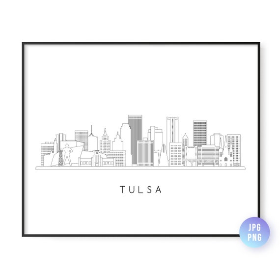 Tulsa Skyline Print City Az Line Art Instant Wall Jpg Png