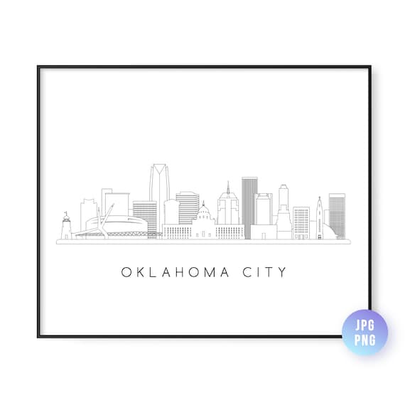 Oklahoma City Skyline Line Art Art Print