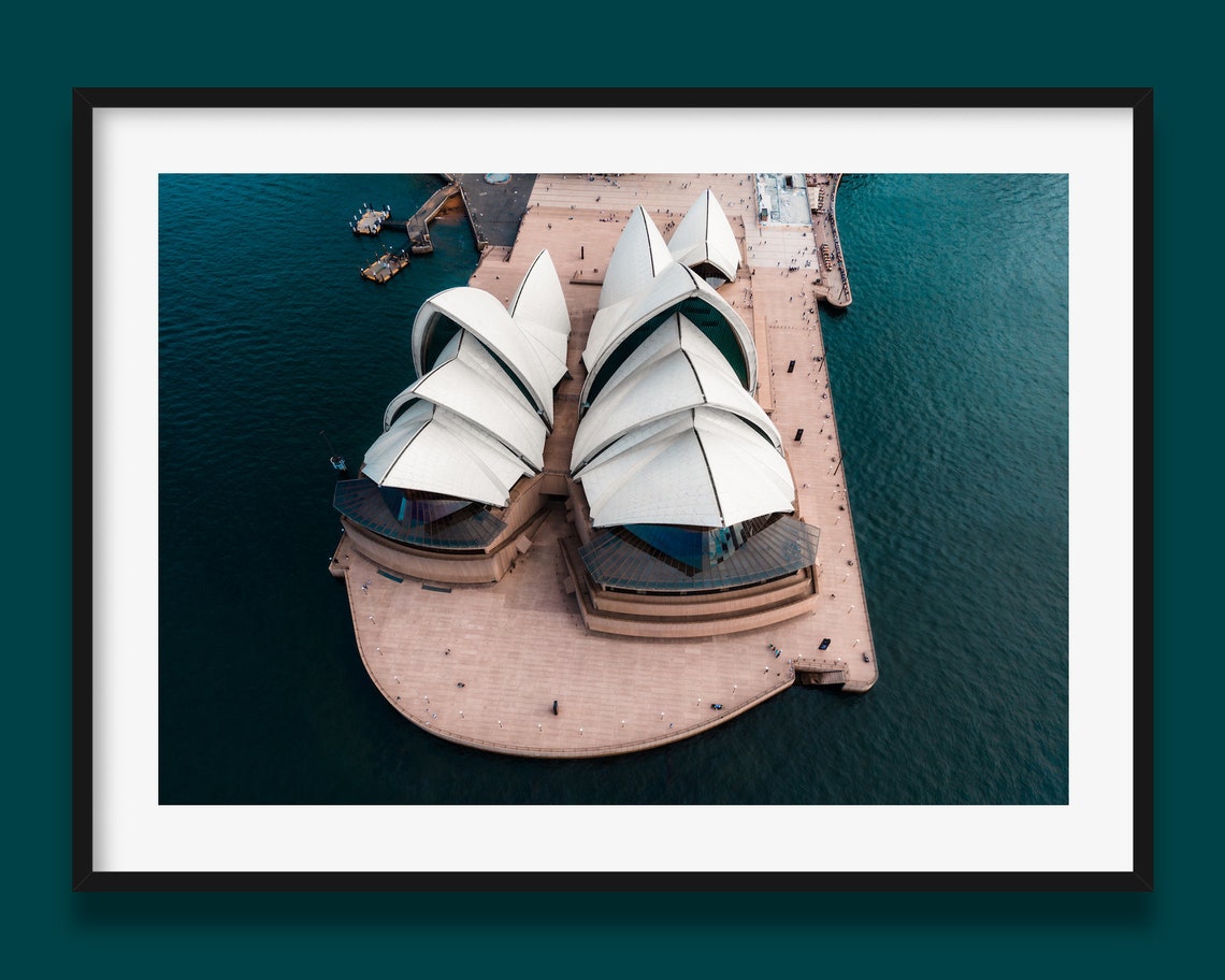 Sydney Opera House Aerial Harbour Teal Water View Photography Poster