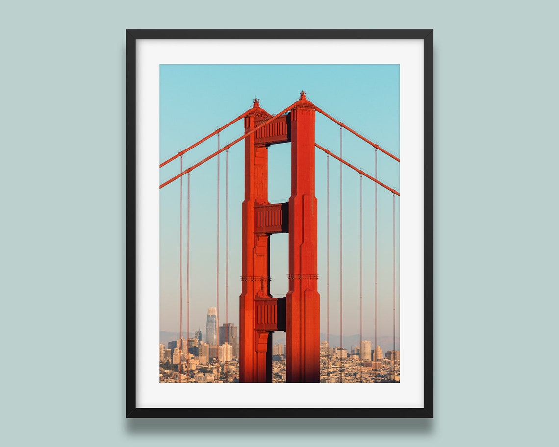 Golden Gate Bridge Tower Portrait San Francisco Skyline Poster