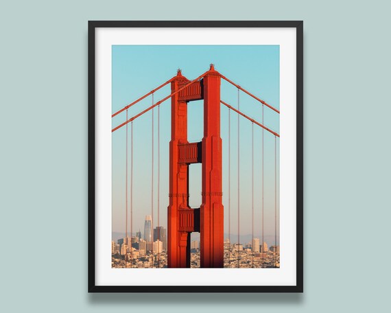 Golden Gate Bridge Tower Portrait San Francisco Skyline Poster