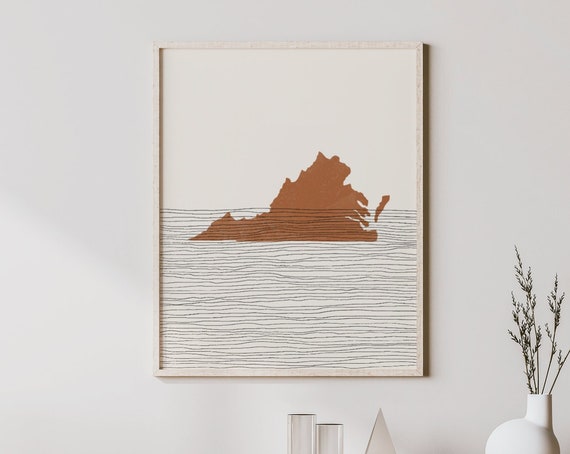 Virginia Mid-Century Boho State Map Art Print