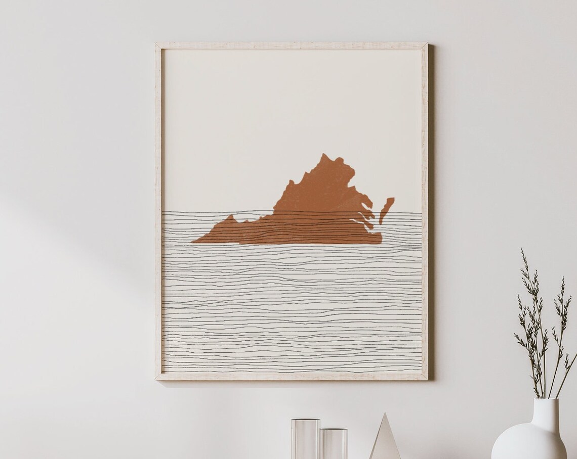 Virginia Mid-Century Boho State Map Art Print