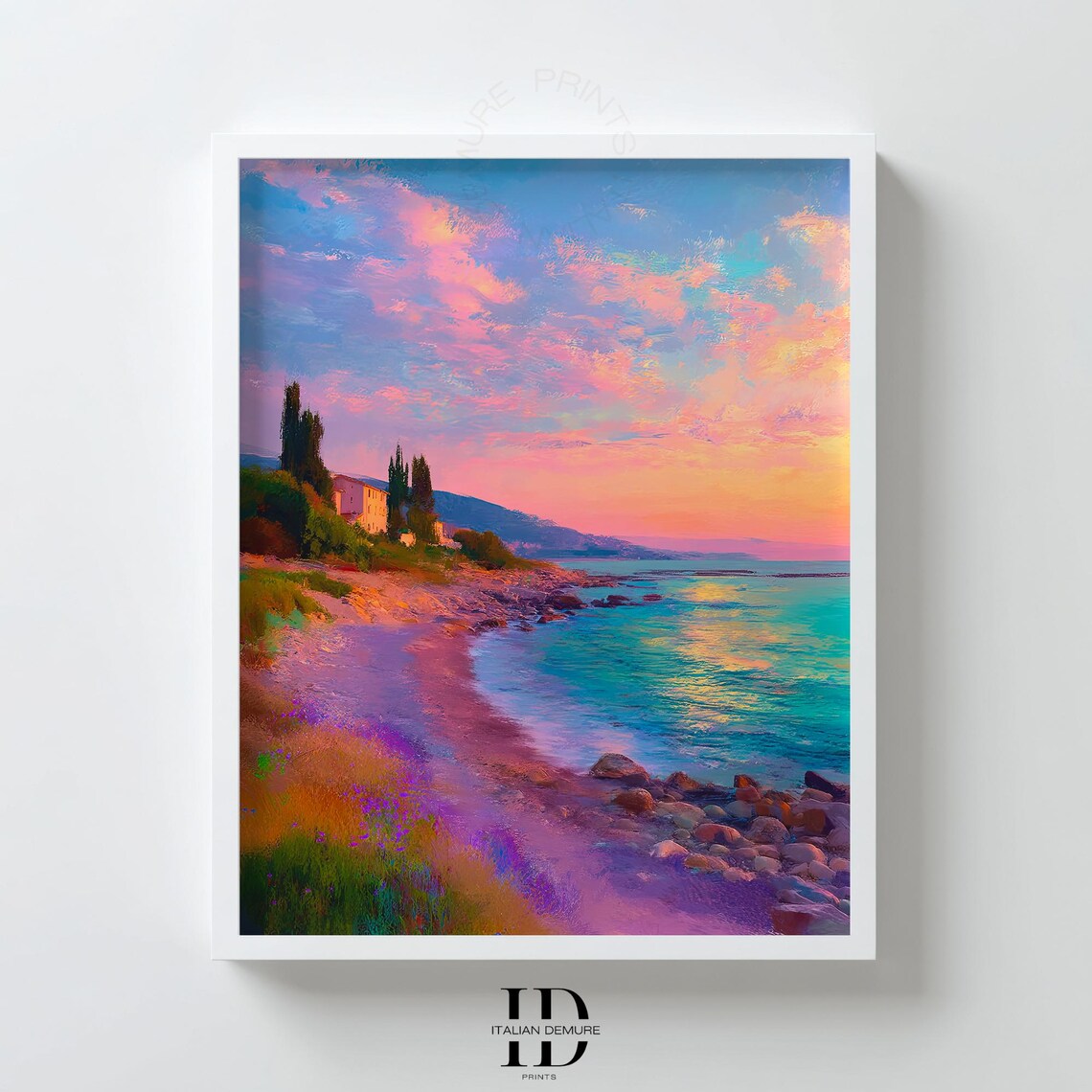 Italian Riviera Sunset Beach Pastel Seascape Coastal Evening Poster