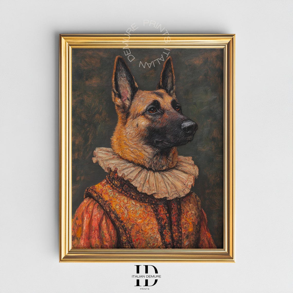 German Shepherd in Renaissance Costume Regal Pet Portrait Poster
