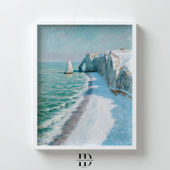 Etretat White Cliffs With Sea Arch Impressionist Coastal France Poster