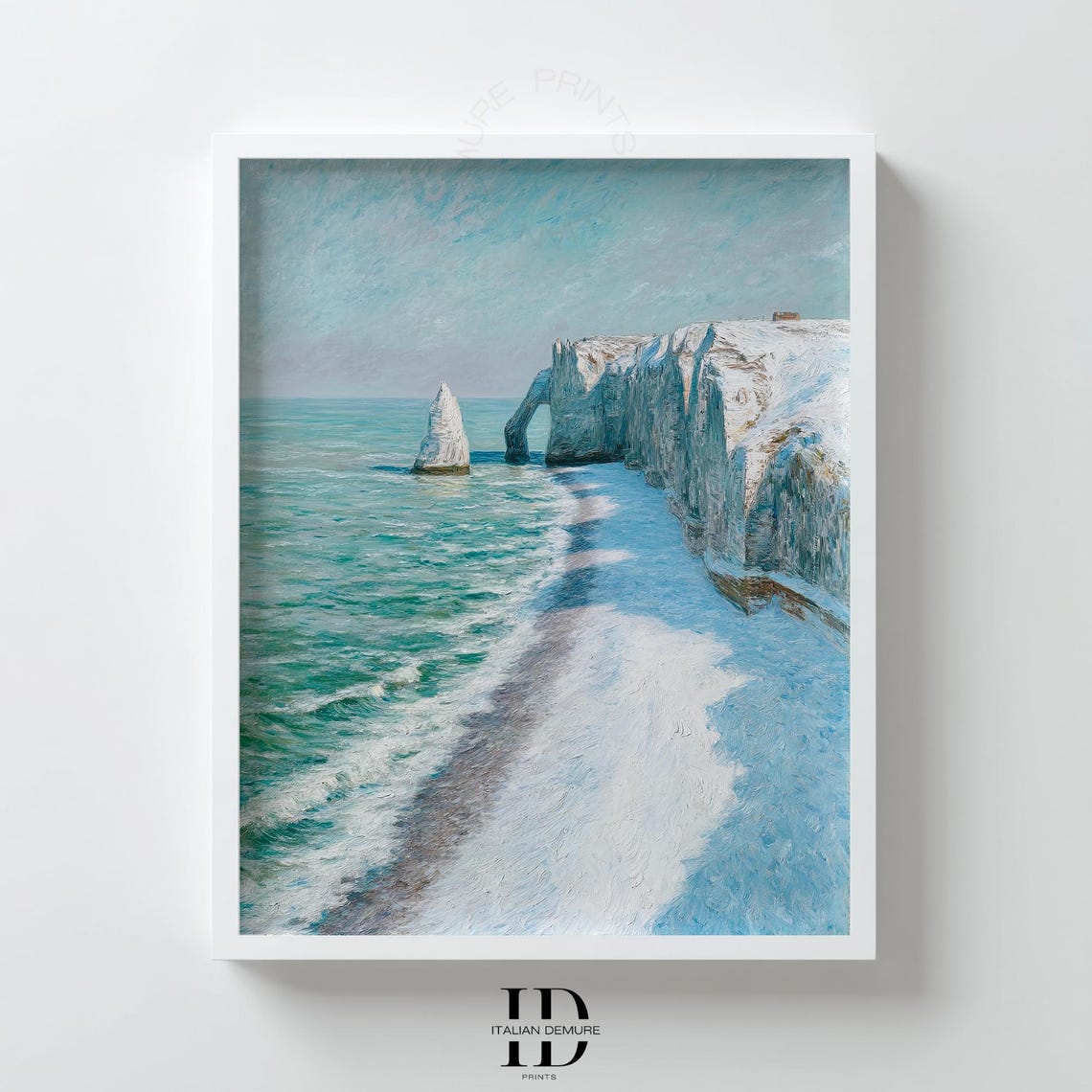 Etretat White Cliffs With Sea Arch Impressionist Coastal France Poster