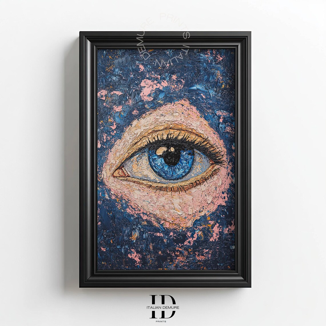 Abstract Blue Eye Close Up Impasto Oil Painting Texture Art Poster
