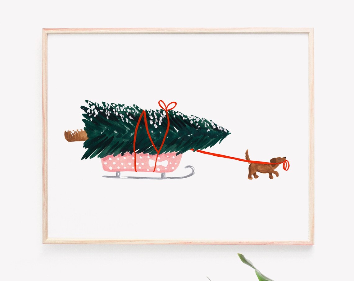Furry Helper Holiday Christmas Art Print