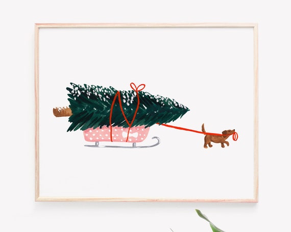Furry Helper Holiday Christmas Art Print