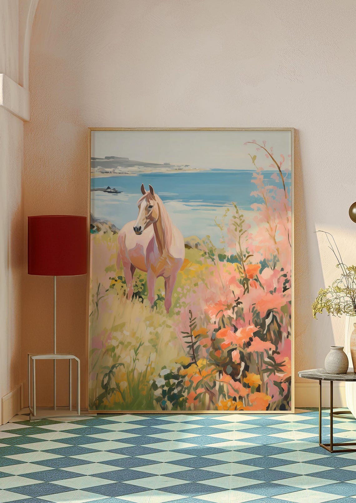 Wild Horse In A Pink Field Wall Art Girls Room Preppy Western Print Pastel Southern Country Aesthetic Poster - Image 3