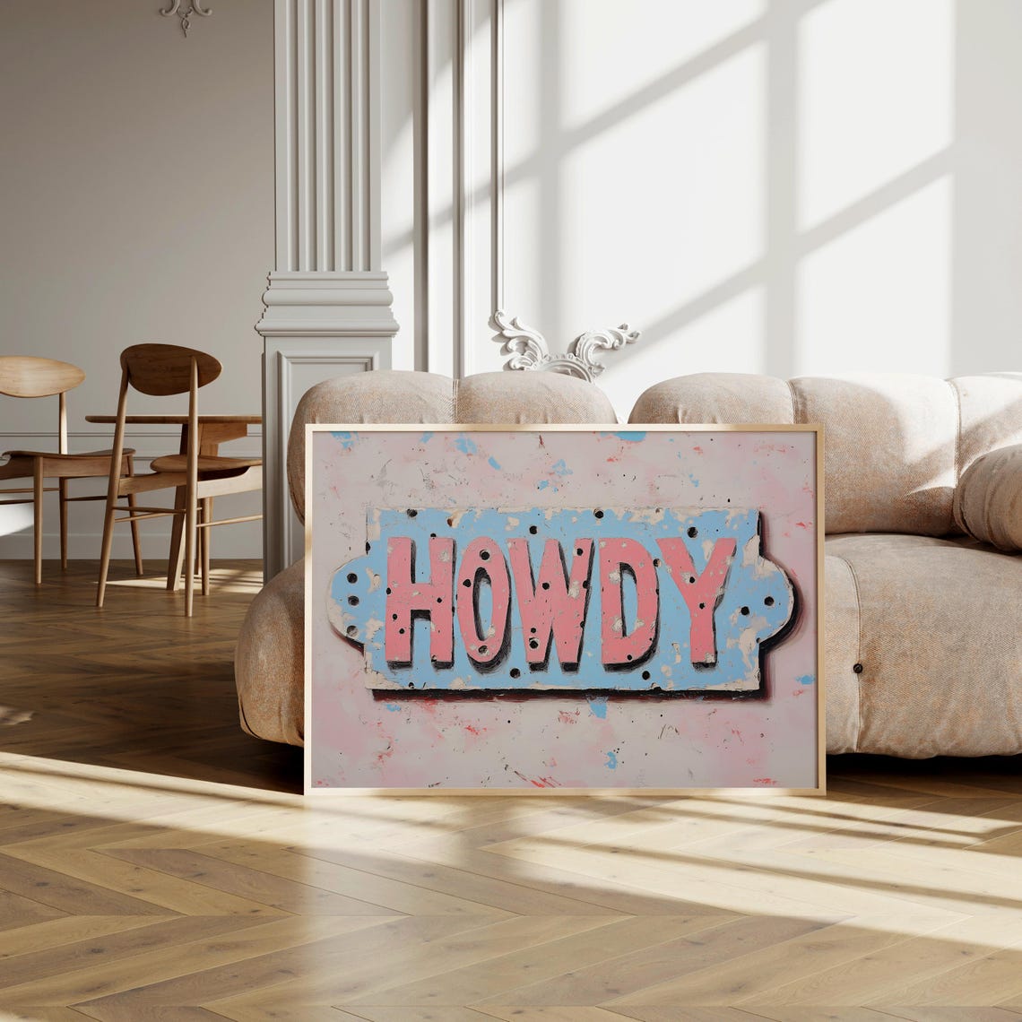 Vintage Howdy Sign In Blue And Pink Print Trendy Western Poster Cowgirl Print Girly Dorm Decor Entryway Sign Western Boho Girl Art - Image 2
