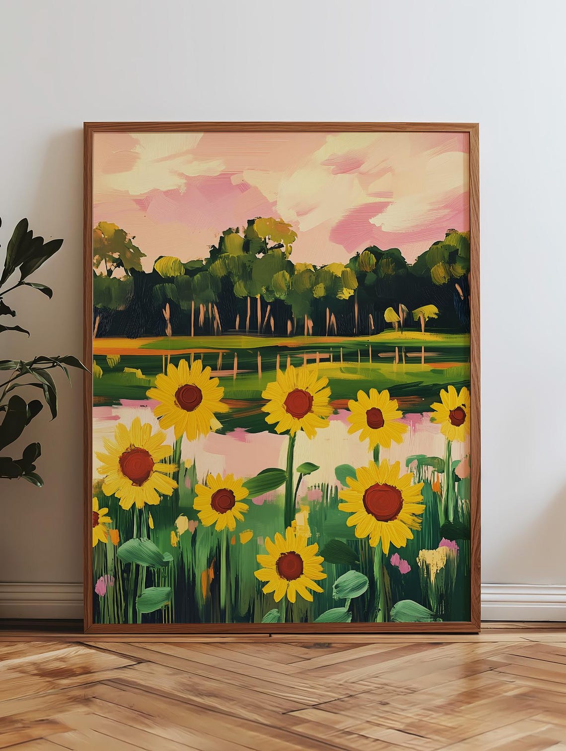 Vivid Sunflower Painting Coquette Room Decor Landscape Art Farm House Decor Flowers Field Painting Vintage Botanical Farm House Art - Image 3