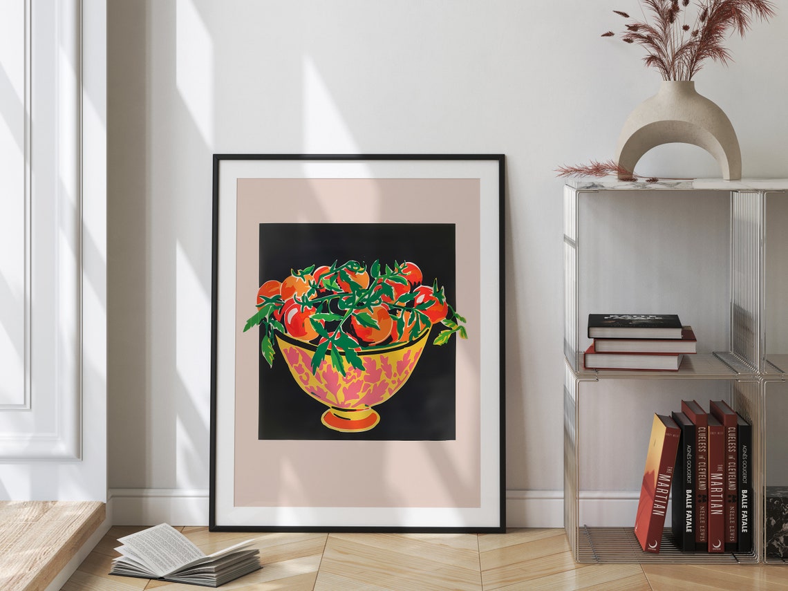 Red Tomatoes Still Life Bowl Retro Kitchen Wall Decor Art Poster - Image 3