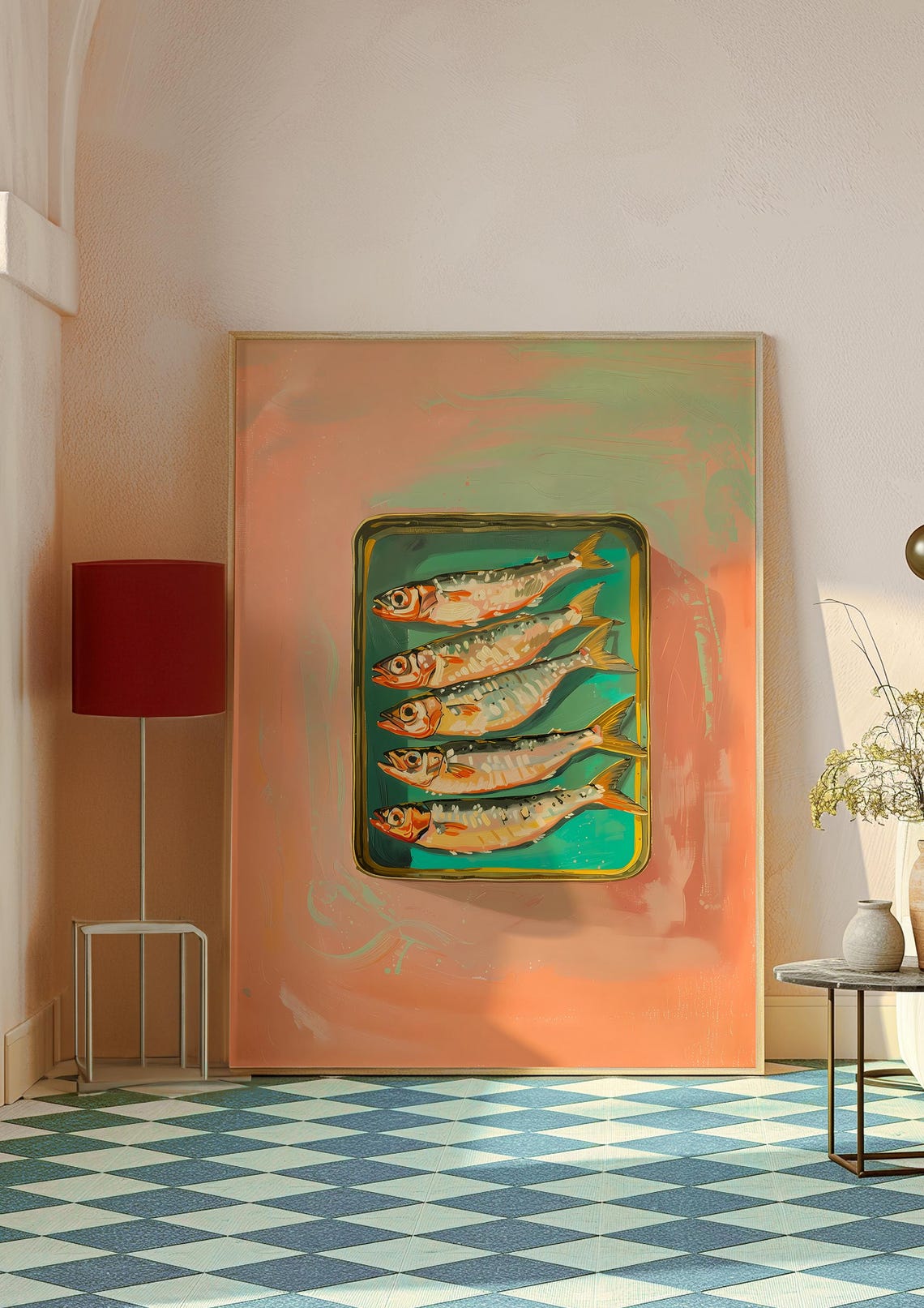 Retro Sardine Tin Vintage Pastel Kitchen Fisherman Food Art Poster - Image 2