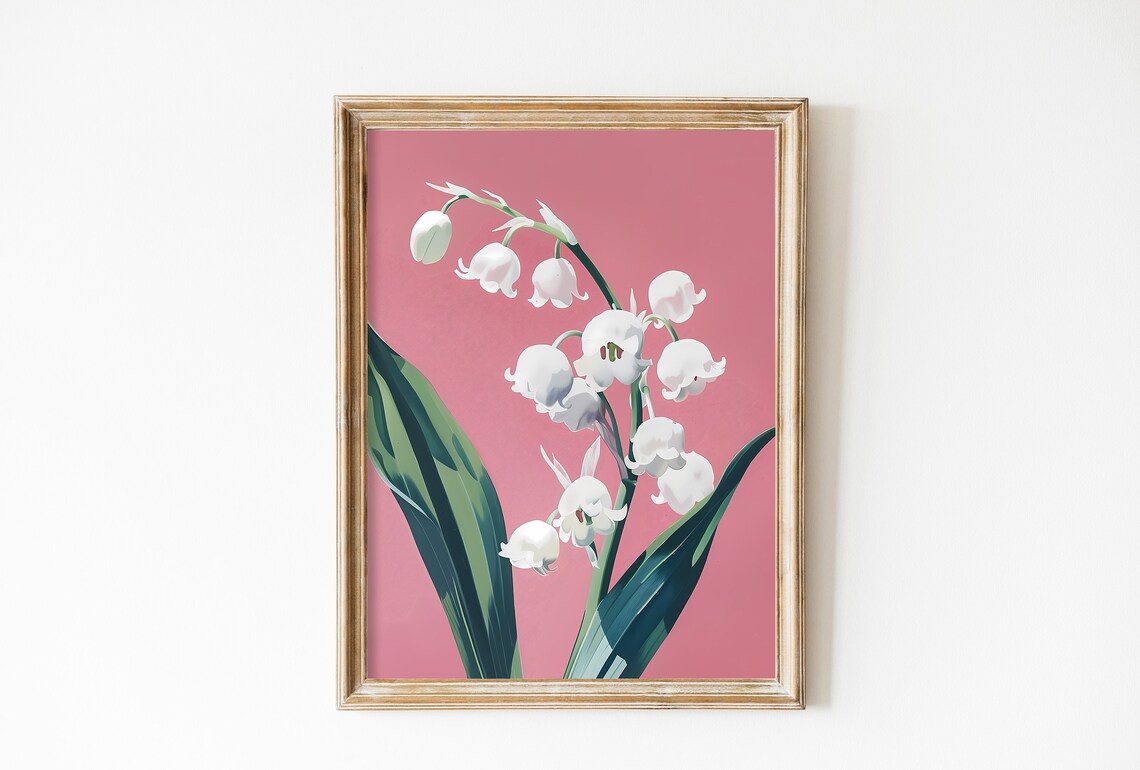 Lily Of The Valley Pink Vintage Flower Art Print