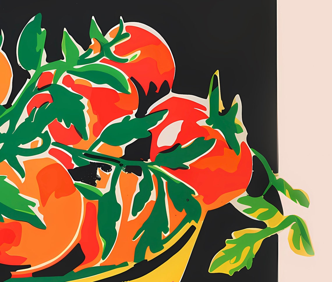 Red Tomatoes Still Life Bowl Retro Kitchen Wall Decor Art Poster - Image 2