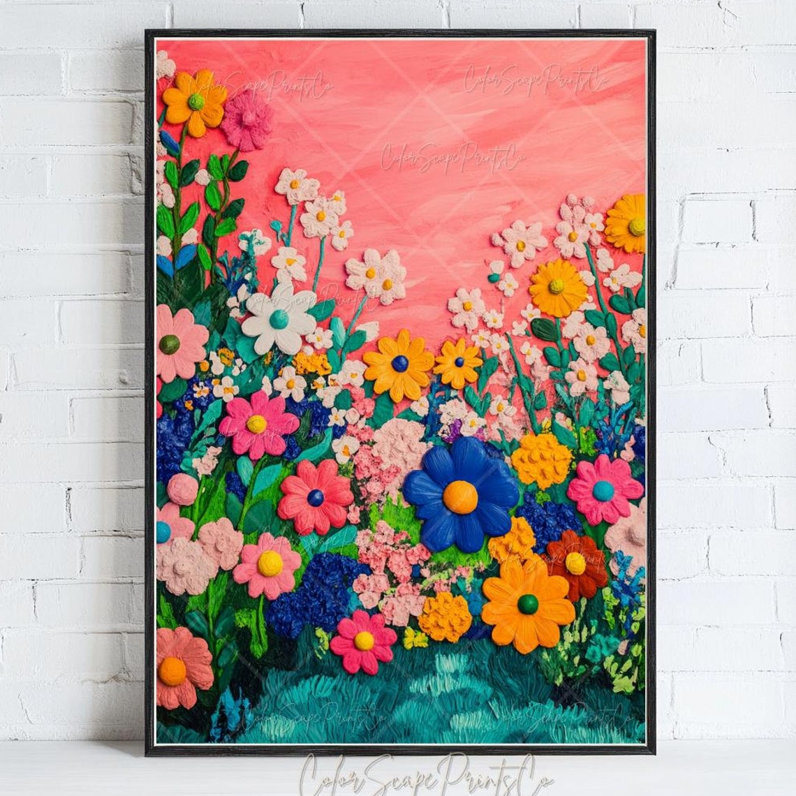 Flower Garden Painting Colorful Spring Landscape Painting English Garden Print Colorful Farmhouse Decor Botanical Landscape Floral Nursery