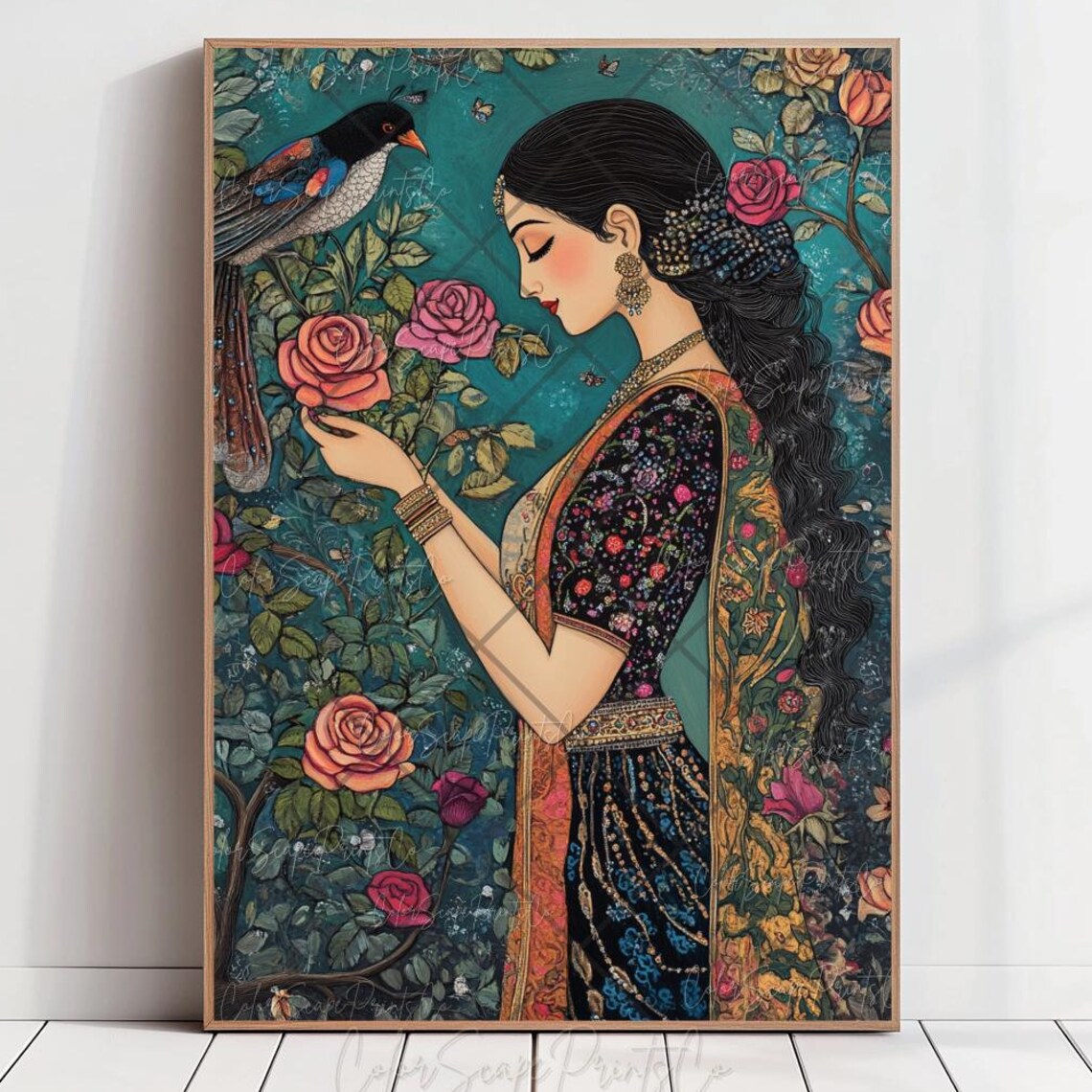Traditional Indian Woman In Garden Art Print