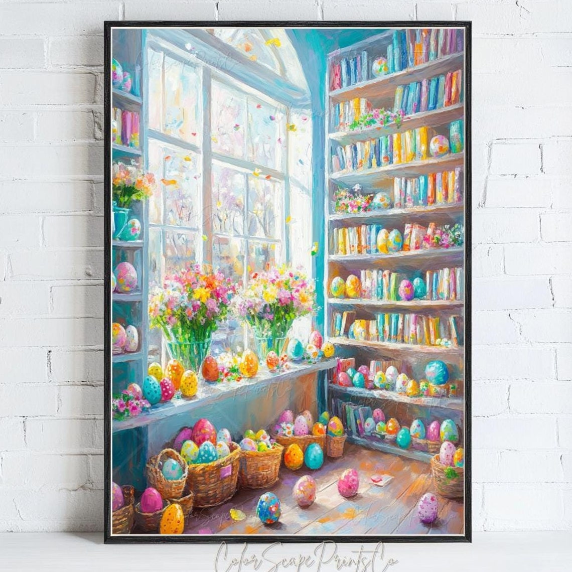 Easter Bookshop Poster Vintage Bookstore Painting New York Bookshop Print Nyc Print Book Lover Gift Reading Art Print Literary Books Art