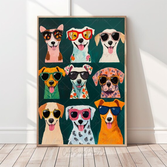 Funny Dog Wall Art Print, Whimsical Pet Lover Gift