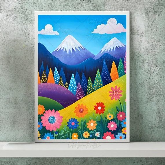 Kids Mountain Art, Mountain Nursery Decor Art Print