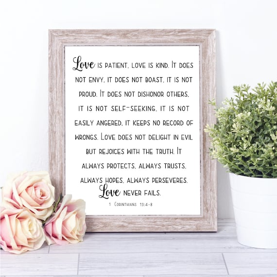 Love Is Patient Kind 1 Corinthians 13 Master Bedroom Wall Decor Bible Verse Art Scripture Christian Prints