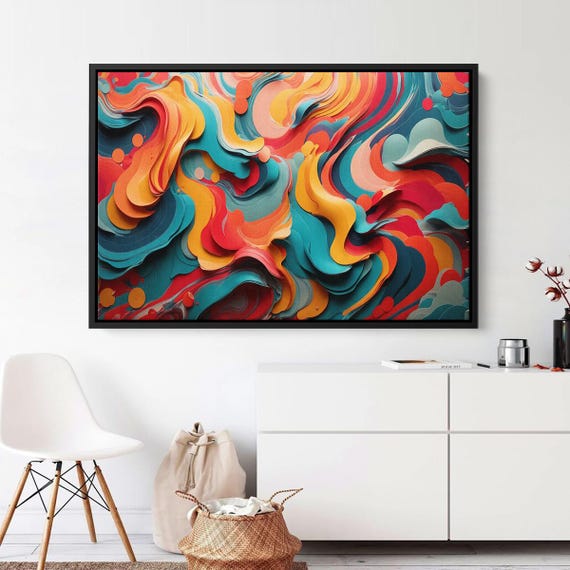 Decorative Canvas Painting Abstract Color Explosion Modern Vibrant Wall Art Print