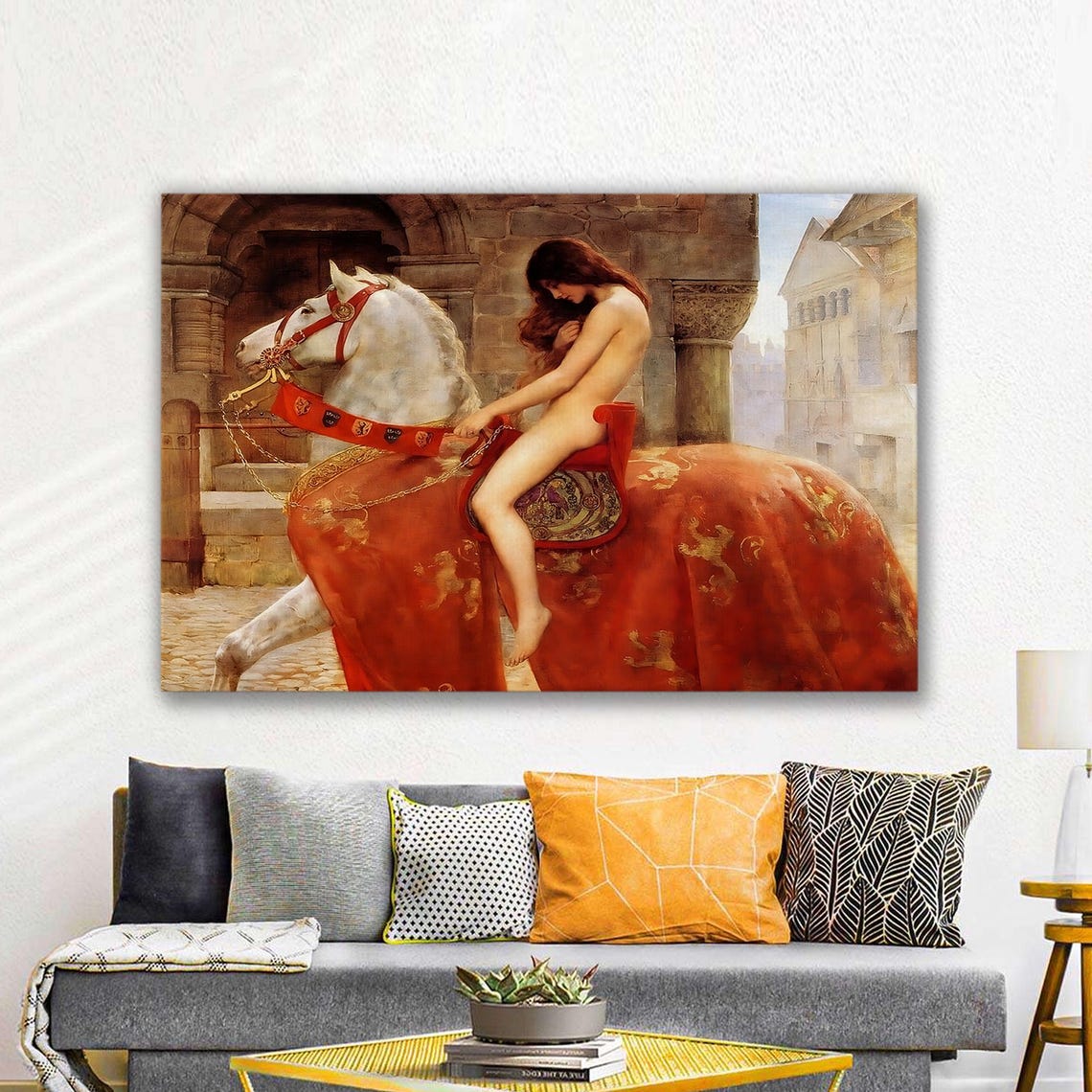 Lady Godiva John Collier Classic Painting White Horse Poster