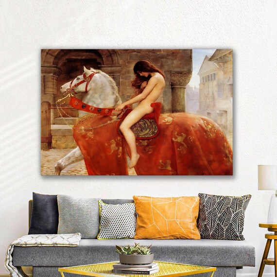 Lady Godiva John Collier Classic Painting White Horse Poster
