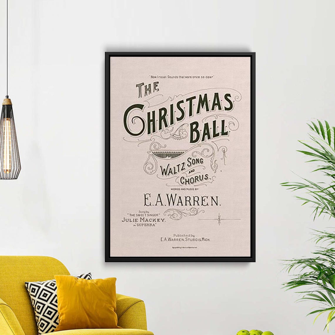 The Christmas Ball Vintage E. A. Warren Waltz Sheet Music Poster