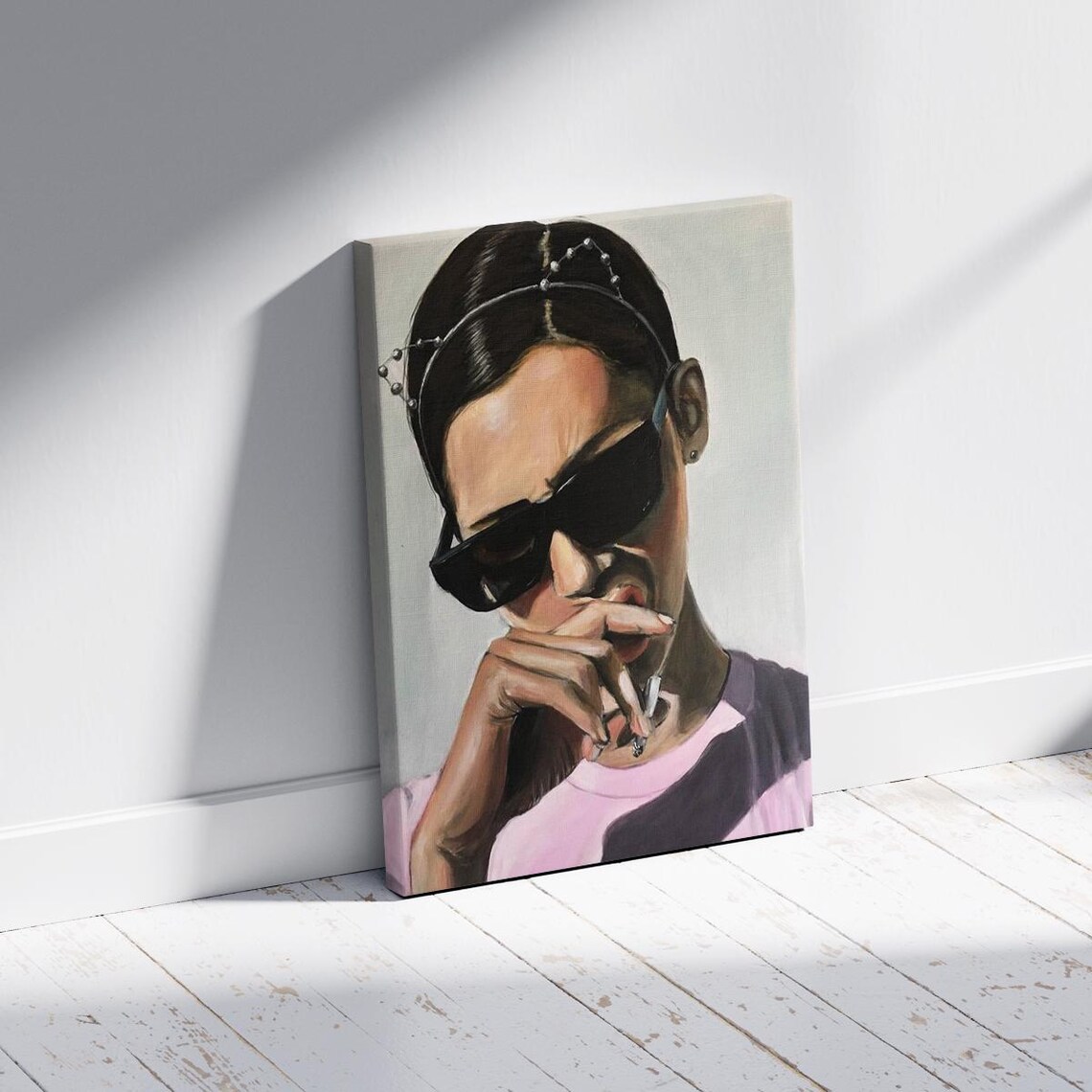 Confident Woman in Sunglasses Modern Oil Portrait Fashion Poster