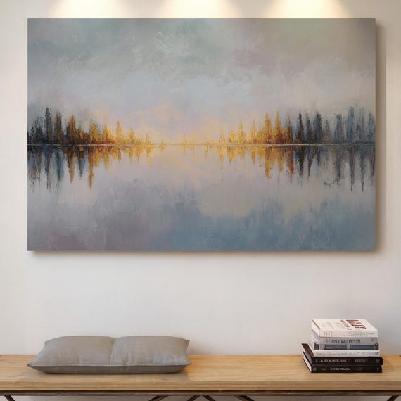 Abstract Lake Sunrise Art Print, Modern Landscape