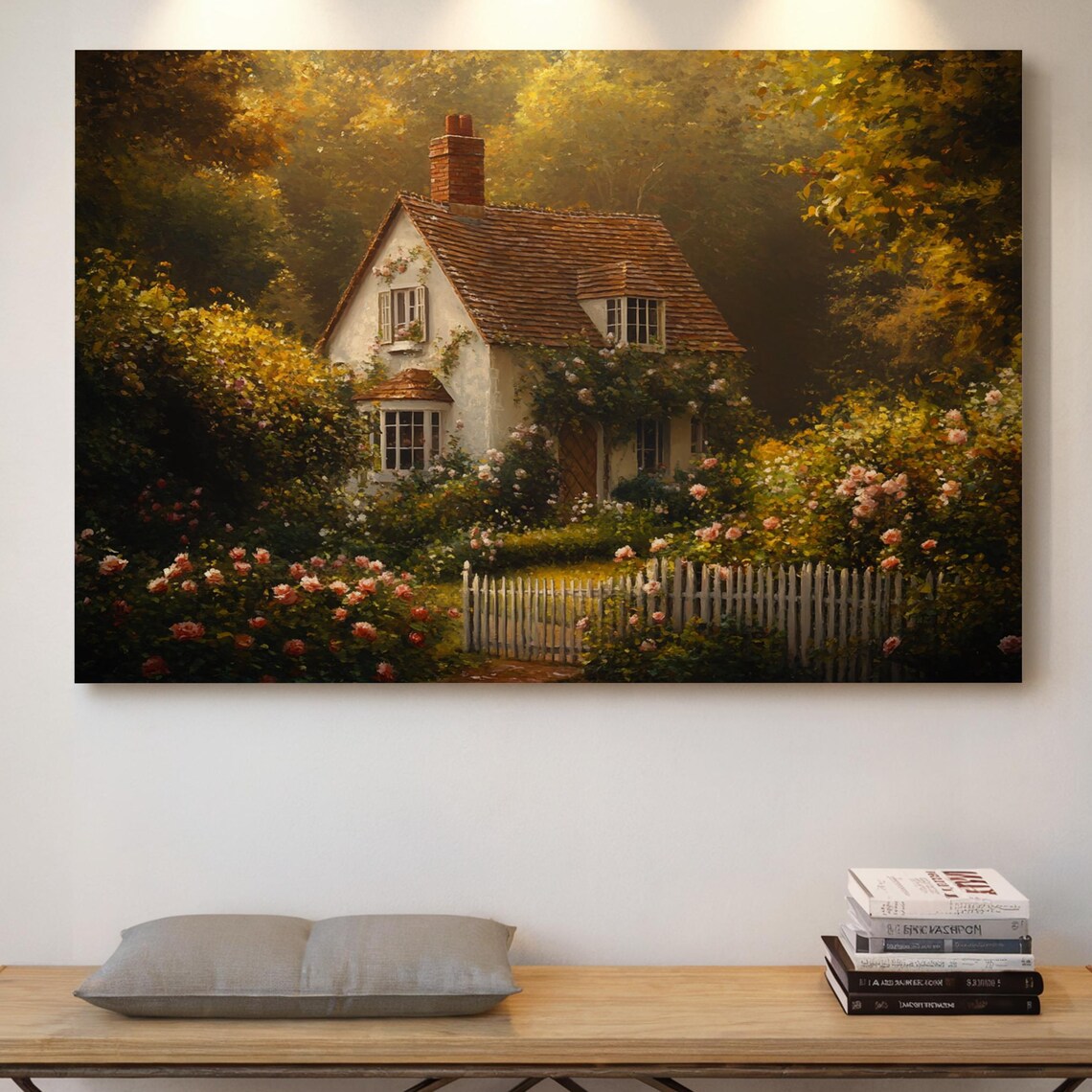 English Cottage Vintage Floral Art Print, Country Charm