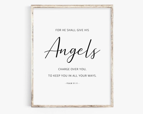Psalm 9111 Bible Verse Poster, Christian Home Decor