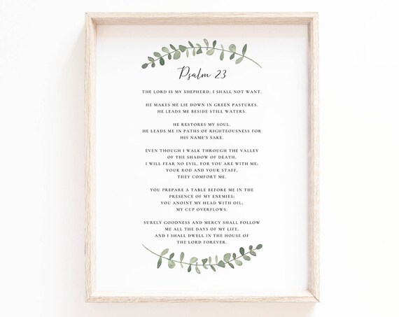 Psalm 23 The Lord Is My Shepherd Full Text Eucalyptus Arc Poster