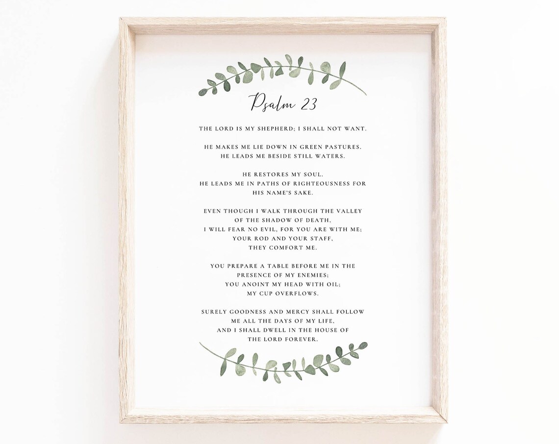 Psalm 23 The Lord Is My Shepherd Full Text Eucalyptus Arc Poster