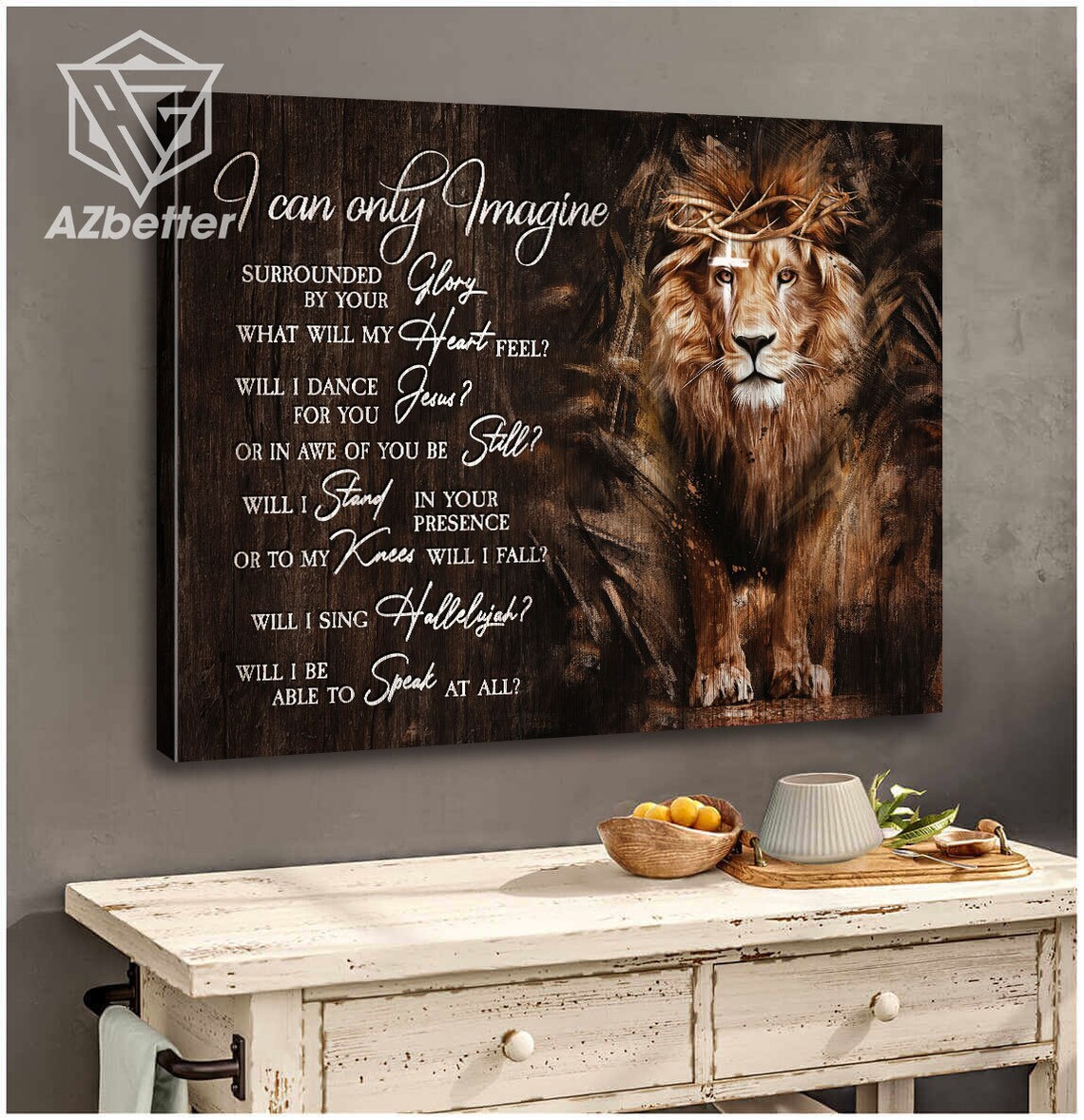 I Can Only Imagine Christian Lion Crown of Thorns Lyric Faith Poster - Image 4