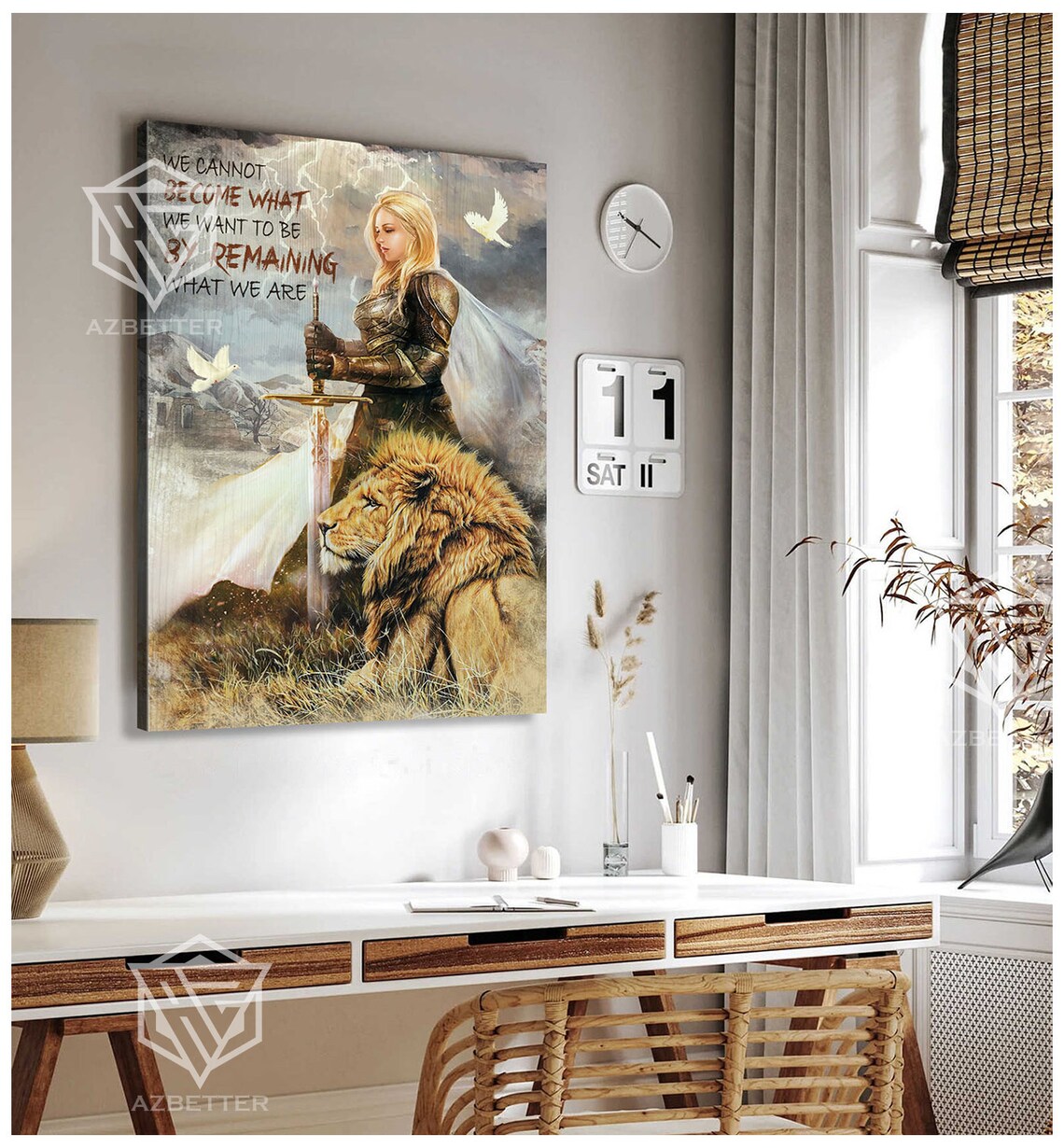 Become What You Want Woman Warrior Lion Sword Inspirational Poster - Image 4